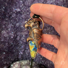 Load image into Gallery viewer, Griffon Totem and Labradorite pendant on leather necklace