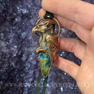 Griffon Totem and Labradorite pendant on leather necklace