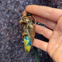 Load image into Gallery viewer, Griffon Totem and Labradorite pendant on leather necklace