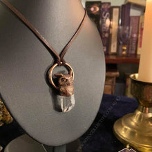 Load image into Gallery viewer, Horned Owl Totem with Clear Topaz Crystal Relic necklace