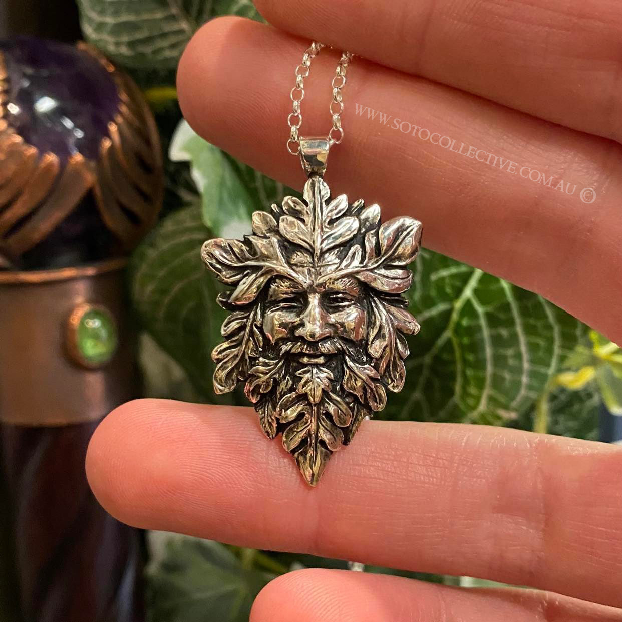 Green man sale necklace