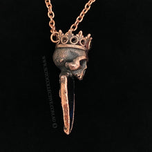 Load image into Gallery viewer, &#39;King of Old&#39; Decayed Skull Relic Pendant with Spectrolite and Faceted Moldavite