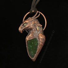 Load image into Gallery viewer, Phoenix Totem Pendant with Opal eye and feather, and Jade Nephrite