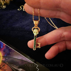 Skeleton Key Relic, Opal and Green Tourmaline Pendant