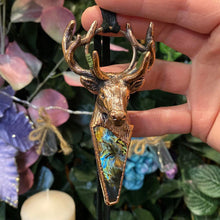 Load image into Gallery viewer, &#39;King of the Forest&#39; Stag Totem pendant with Labradorite and Green Tourmaline
