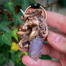 Load image into Gallery viewer, Unicorn Totem Pendant with Opal Horn and Spirit Quartz