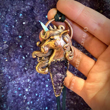 Load image into Gallery viewer, Unicorn Totem Pendant with Opal Horn and Amethyst Druze