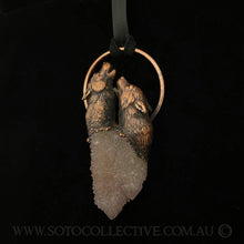 Load image into Gallery viewer, Howling Wolf Pair Totem pendant with Spirit Quartz