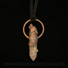 Load image into Gallery viewer, Howling Wolf Totem pendant with Spirit Quartz