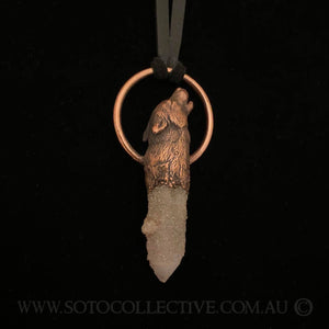 Howling Wolf Totem pendant with Spirit Quartz
