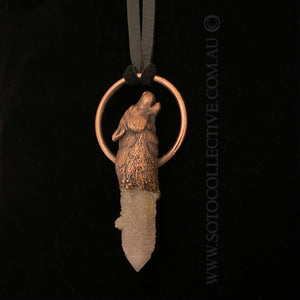 Howling Wolf Totem pendant with Spirit Quartz