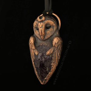Barn Owl Totem Pendant with Amethyst