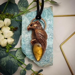 Griffon with Labradorite Totem pendant on leather necklace