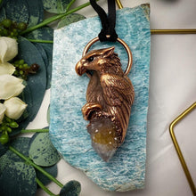 Load image into Gallery viewer, Griffon with Spirit Quartz Totem pendant on leather necklace
