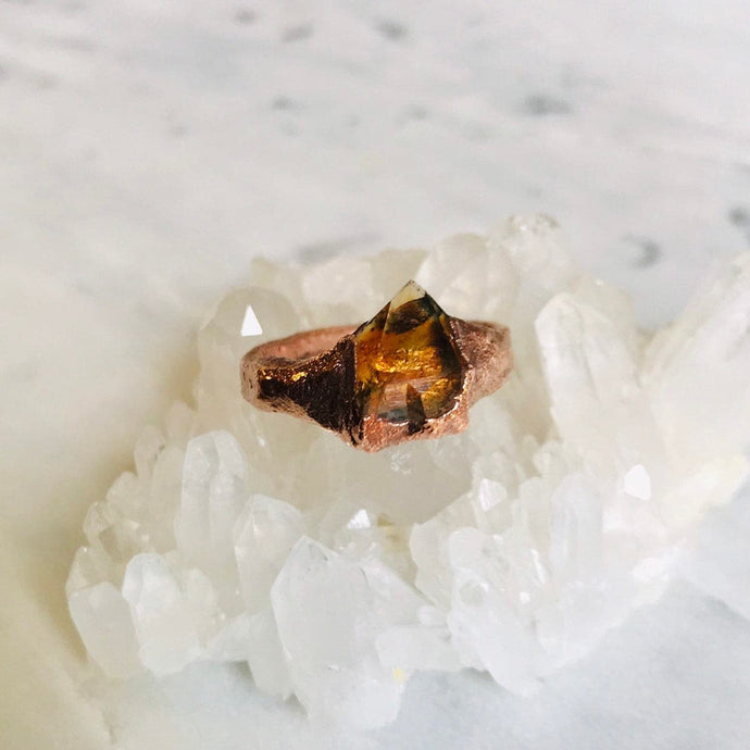 Citrine Copper Relic Ring