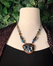 Load image into Gallery viewer, Bismuth and Aura Plated Labradorite beaded necklace