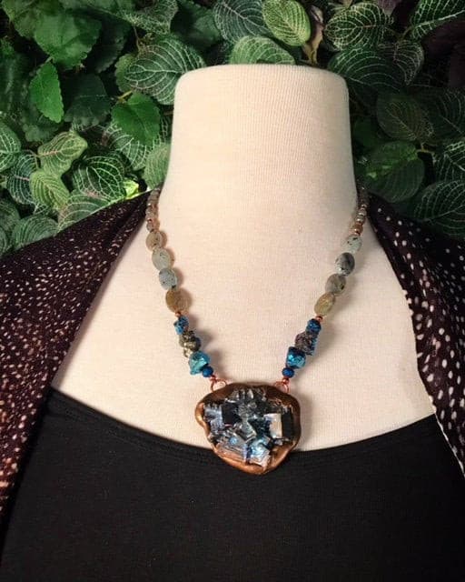 Bismuth and Aura Plated Labradorite beaded necklace