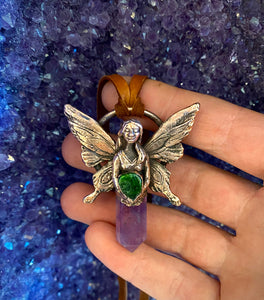 Fairy pendant / Amethyst and Green Garnet