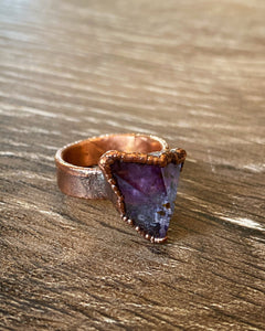 Amethyst Cluster Copper Ring by Soto Collective, Amethyst ring,  amethyst crystal ring, purple crystal ring