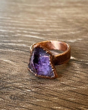 Load image into Gallery viewer, Amethyst Cluster Copper Ring by Soto Collective, Amethyst ring,  amethyst crystal ring, purple crystal ring