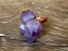 Load image into Gallery viewer, Amethyst Cluster Copper Ring by Soto Collective, Amethyst ring,  amethyst crystal ring, purple crystal ring