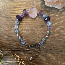 Load image into Gallery viewer, Rose Quartz, Amethyst and crystal bead bracelet