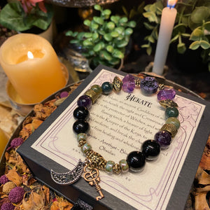 Goddess Hekate crystal bead bracelet