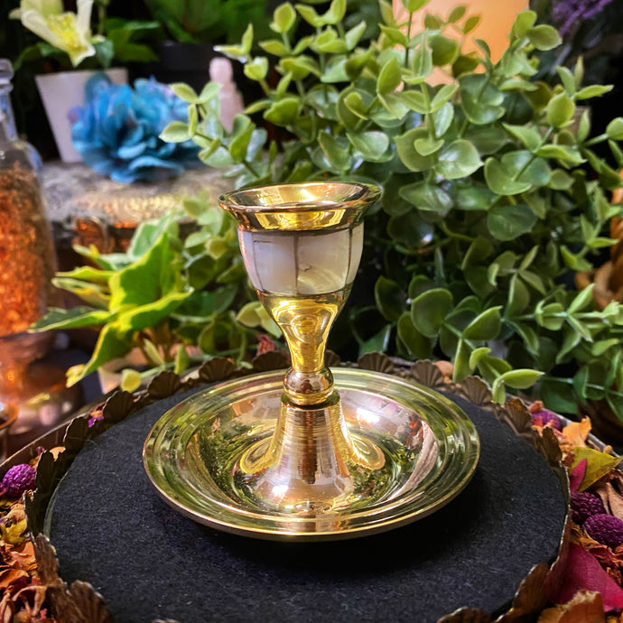 Brass and Shell candle holder