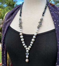 Load image into Gallery viewer, Freshwater Pearl and Labradorite Mala necklace