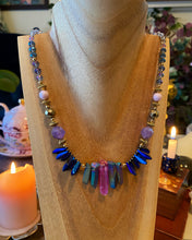Load image into Gallery viewer, Aura Quartz Harlequin beaded necklace