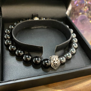 Black Onyx & Hematite crystal bead bracelet