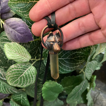 Load image into Gallery viewer, Wolf Totem pendant with natural Citrine/ Smoky Quartz crystal