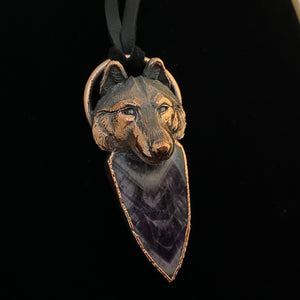 Wolf Totem pendant with Amethyst
