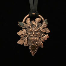 Load image into Gallery viewer, Greenman Totem with Epidote and Garnet Relic Necklace