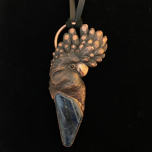 Black Cockatoo Totem pendant with Blue Kyanite