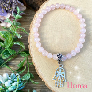 Rose Quartz - Hamsa Crystal bracelet