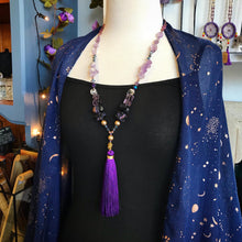 Load image into Gallery viewer, Charoite and Amethyst Mala necklace