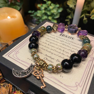 Goddess Hekate crystal bead bracelet