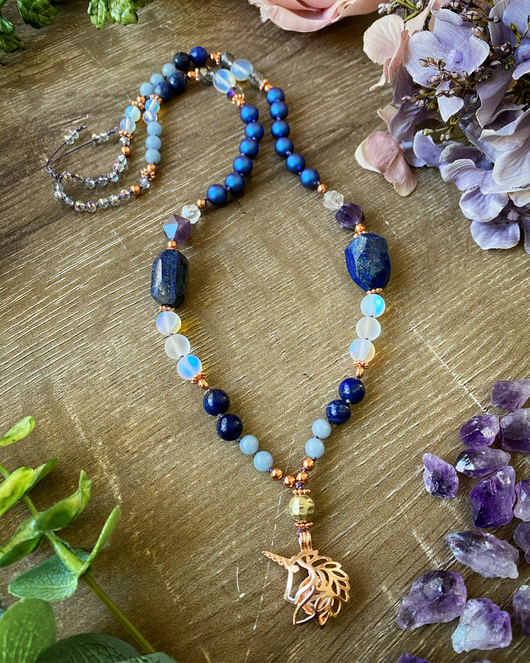 Lapis Lazuli Unicorn Mala Necklace