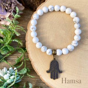 White Howlite - Hamsa Crystal bracelet