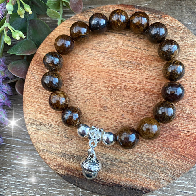 Bronzite crystal bead bracelet