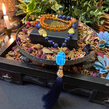 Load image into Gallery viewer, Lapis Lazuli Egyptian themed Mala