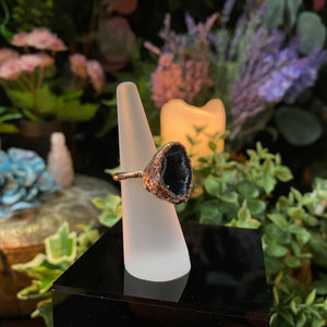 Agate Geode and Copper Ring