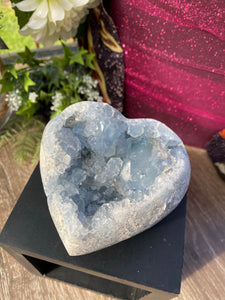 Celestite carved crystal heart