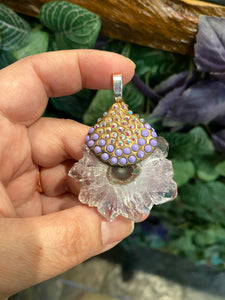 Swarvski encrusted Amethyst flower slice