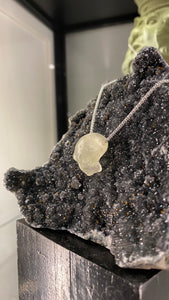 Alien Head Carved gem pendant on Sterling silver chain