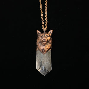 Maine Coon Cat Totem pendant with Danburite