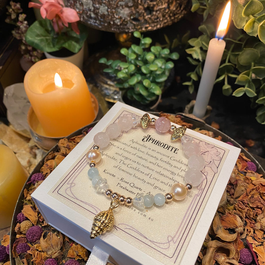 Goddess Aphrodite crystal bead bracelet