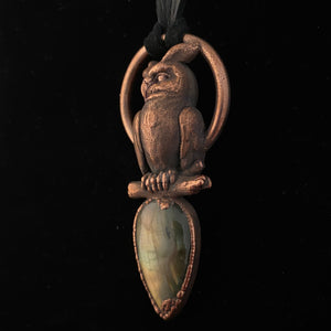 Horned Owl Totem and Labradorite necklace