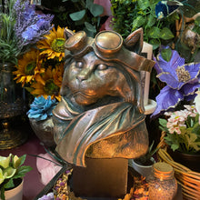 Load image into Gallery viewer, Aviator Cat sculpture in Coldcast Bronze